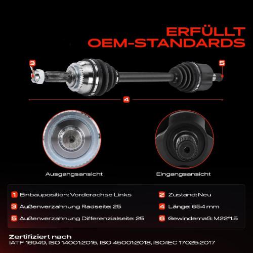 Frankberg 1x Antriebswelle Vorderachse Links für Hyundai Coupe GK Elantra XD 2000-2009 Bild Frankberg 1x Antriebswelle Vorderachse Links für Hyundai Coupe GK Elantra XD 2000-2009