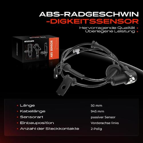 Frankberg 1x ABS Sensor Vorderachse links für Hyundai Highway Van Trajet FO 2.0L 2.7L 2000-2008 Bild Frankberg 1x ABS Sensor Vorderachse links für Hyundai Highway Van Trajet FO 2.0L 2.7L 2000-2008