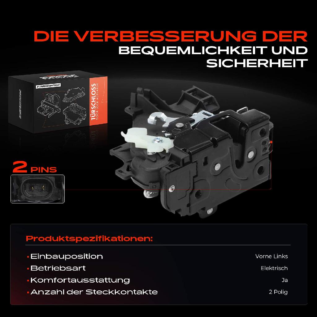 1x Türschloss Vorne Links für VW Caddy MPV Kasten/MPV Polo Transporter V Bus Kasten Pritsche/Fahrgestell