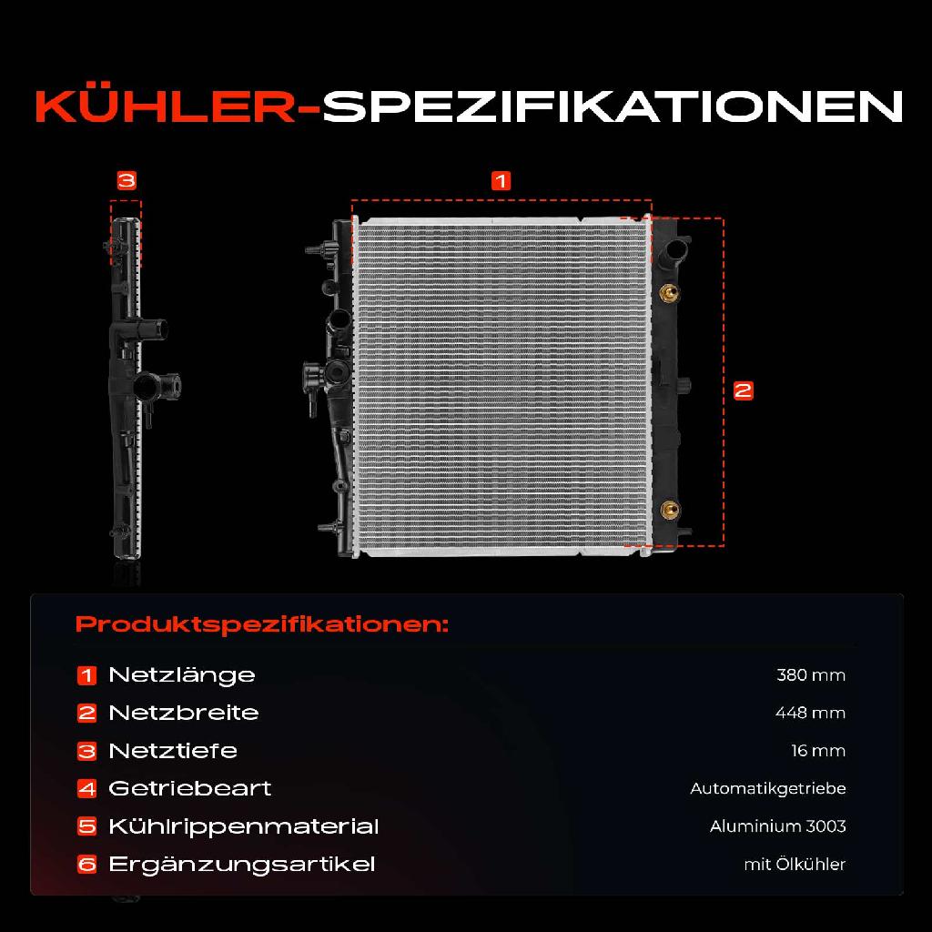 1x Kühler Wasserkühler Motorkühler für Nissan Micra Note 1.2L-1.6L