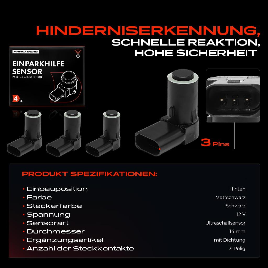 4x Parksensor PDC Sensor Hinten für Skoda Superb I 3U4 1.8L 1.9 2.0L 2.5L 2.8L