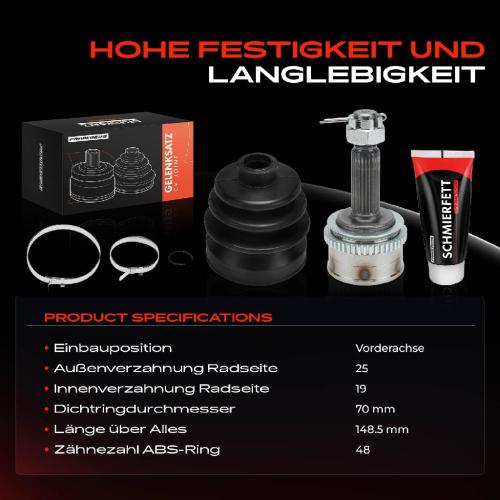 Frankberg 1x Antriebswelle Gelenksatz Vorderachse für Hyundai Getz TB 2002-2009 1.1L Bild Frankberg 1x Antriebswelle Gelenksatz Vorderachse für Hyundai Getz TB 2002-2009 1.1L