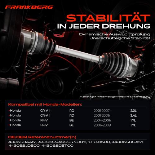 1x Antriebswelle Vorderachse Links für Honda CR-V II RD FR-V BE 2001-2009 Bild 1x Antriebswelle Vorderachse Links für Honda CR-V II RD FR-V BE 2001-2009