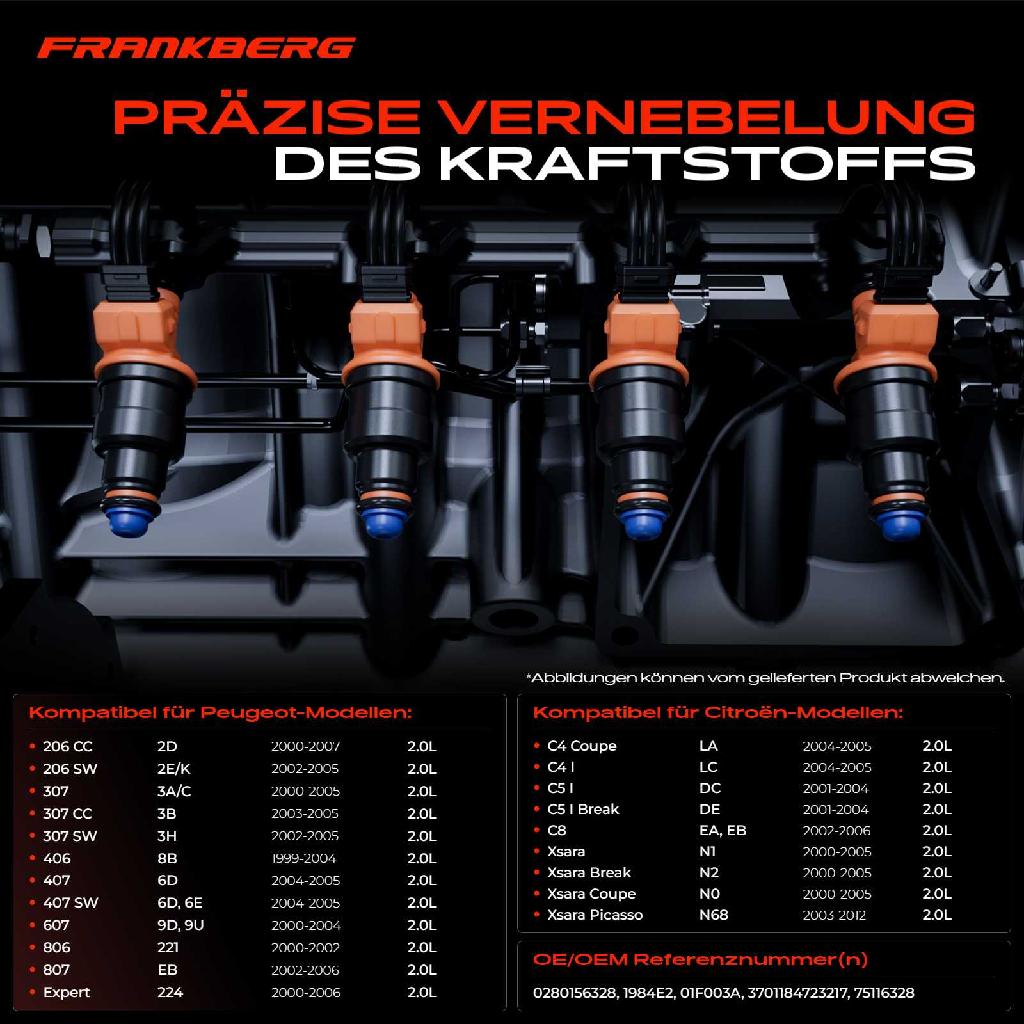 2x Einspritzventil Einspritzdüse für Peugeot 206 307 406 407 607 2.0L