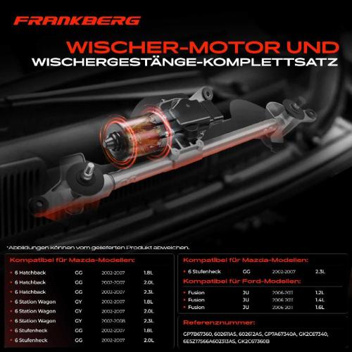 Frankberg 1x Wischerarm Scheibenwischer Vorne für Mazda 3 5 6 MX-5 III Ford Fusion 2002-2015 Bild Frankberg 1x Wischerarm Scheibenwischer Vorne für Mazda 3 5 6 MX-5 III Ford Fusion 2002-2015