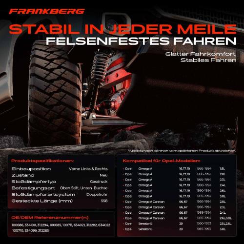 2x Stoßdämpfer Vorderachse für Opel Omega A 16 17 19 Caravan 66 67 Senator B 29 1986-1994 Bild 2x Stoßdämpfer Vorderachse für Opel Omega A 16 17 19 Caravan 66 67 Senator B 29 1986-1994