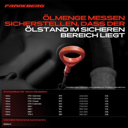 Frankberg 1x Ölmessstab Ölpeilstab Ölstab für Volvo V70 II S60 I S80 I C70 I 2.0L 2.3L Bild Frankberg 1x Ölmessstab Ölpeilstab Ölstab für Volvo V70 II S60 I S80 I C70 I 2.0L 2.3L