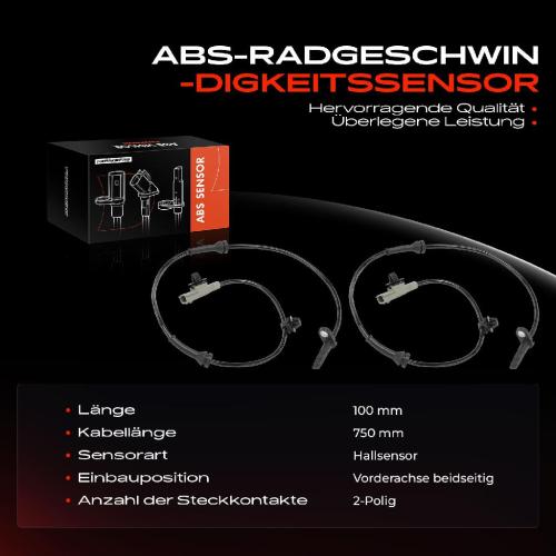 Frankberg 2x ABS Sensor Vorderachse beidseitig für Nissan Micra V K14 0.9L 1.0L 1.5L Bj ab 2016 Bild Frankberg 2x ABS Sensor Vorderachse beidseitig für Nissan Micra V K14 0.9L 1.0L 1.5L Bj ab 2016