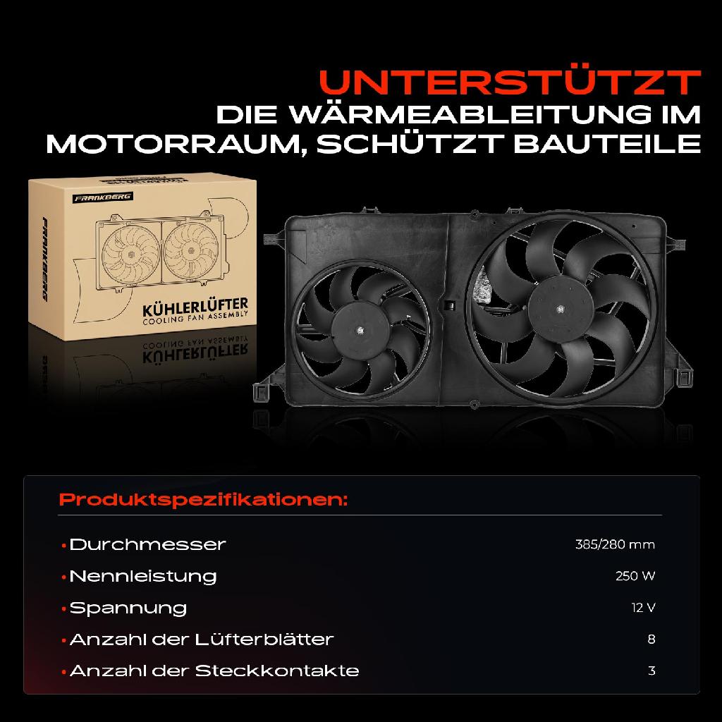1x Motorkühller Doppellüfter mit Kühlerlüfterrahmen Ford Transit FA FB FF Transit Tourneo