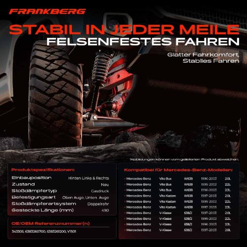 2x Stoßdämpfer Hinterachse für Mercedes-Benz Vito W638 V-Klasse 638/2 1996-2003 Bild 2x Stoßdämpfer Hinterachse für Mercedes-Benz Vito W638 V-Klasse 638/2 1996-2003
