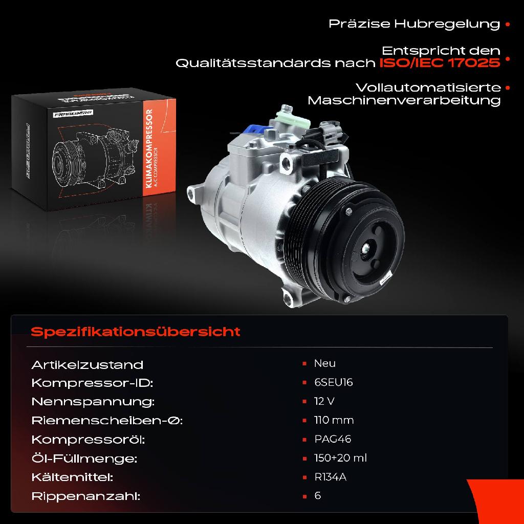 1x Klimakompressor für Mercedes-Benz W204 S204 W212 A207 C207 S212 X166 X204