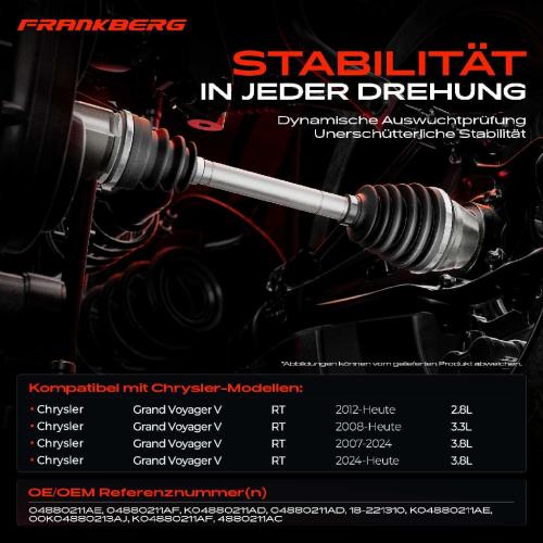 1x Antriebswelle Vorderachse Links für Chrysler Grand Voyager V RT Bild 1x Antriebswelle Vorderachse Links für Chrysler Grand Voyager V RT