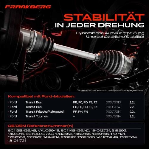 2x Antriebswelle Vorderachse Links Rechts für Ford Transit FB FC FD FS Bild 2x Antriebswelle Vorderachse Links Rechts für Ford Transit FB FC FD FS