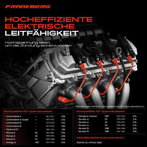 7x Zündleitungssatz Zündkabel für Opel Commodore A B C Diplomat B Monza A Omega Bild 7x Zündleitungssatz Zündkabel für Opel Commodore A B C Diplomat B Monza A Omega