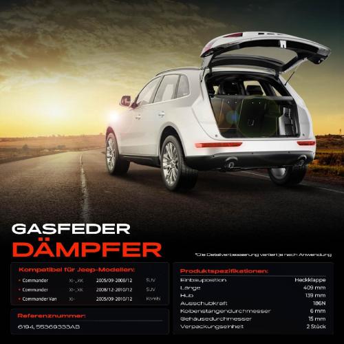 2x Gasfeder Dämpfer Heckklappe für Jeep Commander Van XH XK Kasten SUV2005-2010 Bild 2x Gasfeder Dämpfer Heckklappe für Jeep Commander Van XH XK Kasten SUV2005-2010