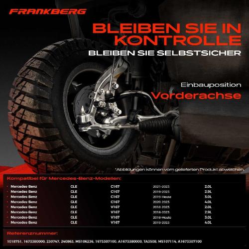 Frankberg 1x Querlenker Satz Vorderachse für Mercedes-Benz GLE V167 GLE Coupe C167 3.0L 4.0L 2.0L 2.9L Bj ab 2018 Bild Frankberg 1x Querlenker Satz Vorderachse für Mercedes-Benz GLE V167 GLE Coupe C167 3.0L 4.0L 2.0L 2.9L Bj ab 2018