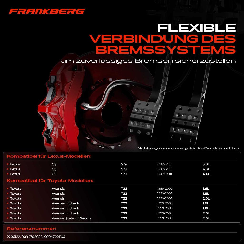 1x Bremsschlauch Bremsschläuche Vorderachse Links oder Rechts für Lexus GS S19 Toyota Avensis T22