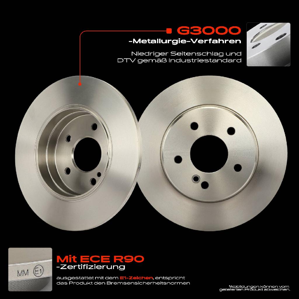 2x Bremsscheiben Hinterachse für Mercedes-Benz W202 W203 CL203 S203 CL203 C208 C209 1994-2098