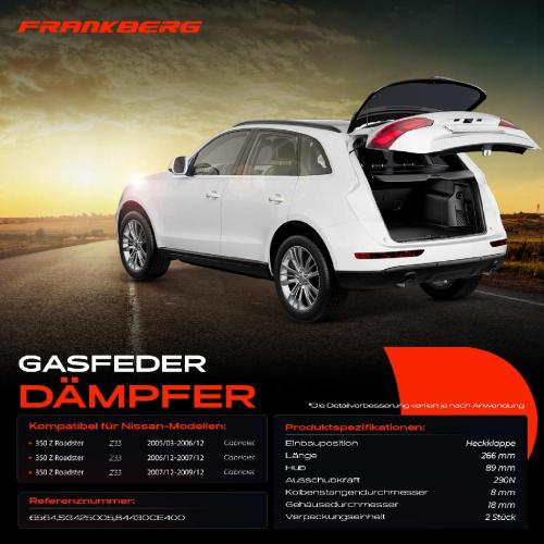 2x Gasfeder Dämpfer Heckklappe für Nissan 350 Z Roadster Z33 Cabriolet 2005-2009 Bild 2x Gasfeder Dämpfer Heckklappe für Nissan 350 Z Roadster Z33 Cabriolet 2005-2009