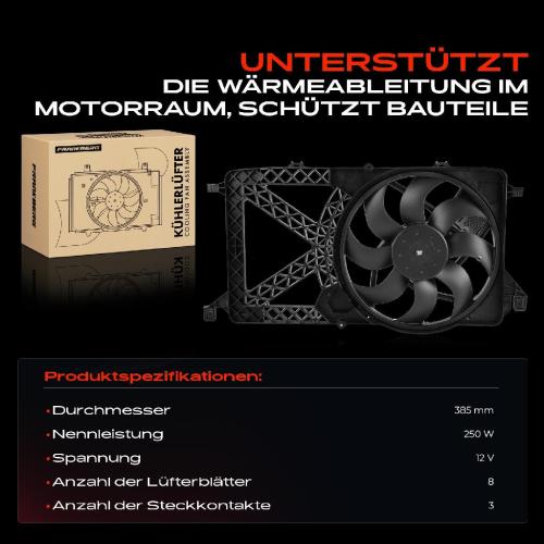 Frankberg 1x Motorkühller Einfachlüfter mit Kühlerlüfterrahmen Ford Transit Bus/Kasten Transit Tourneo Bild Frankberg 1x Motorkühller Einfachlüfter mit Kühlerlüfterrahmen Ford Transit Bus/Kasten Transit Tourneo