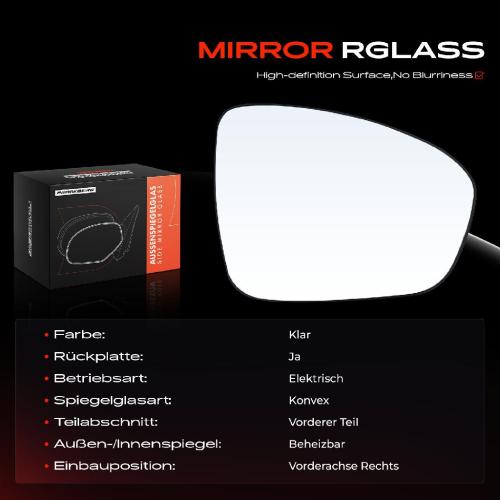 1x Spiegelglas Außenspiegel rechts für Renault Megane E-Tech SUV Clio V Megane IV Schrägheck Bild 1x Spiegelglas Außenspiegel rechts für Renault Megane E-Tech SUV Clio V Megane IV Schrägheck