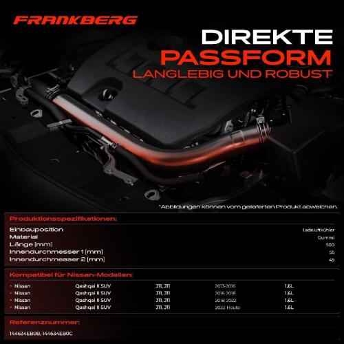 Frankberg 1x Kühlerschlauch Turboschlauch für Nissan Qashqai II SUV J11 J11 1.6L Bj ab 2013 Bild Frankberg 1x Kühlerschlauch Turboschlauch für Nissan Qashqai II SUV J11 J11 1.6L Bj ab 2013