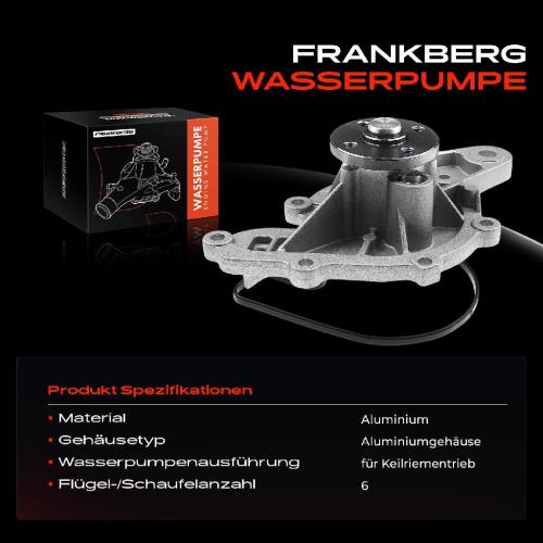Frankberg 1x Wasserpumpe Kühlwasserpumpe für Smart Cabrio City-Coupe Crossblade Fortwo Roadster 450 451 452 Bild Frankberg 1x Wasserpumpe Kühlwasserpumpe für Smart Cabrio City-Coupe Crossblade Fortwo Roadster 450 451 452