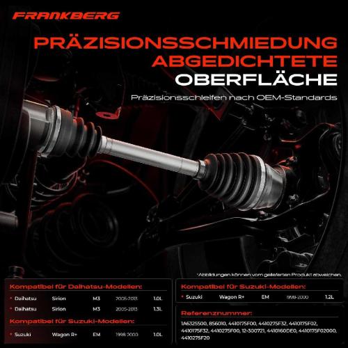 Frankberg 1x Antriebswelle Gelenksatz Vorderachse für Daihatsu Sirion M3 Suzuki Wagon R Schrägheck Bild Frankberg 1x Antriebswelle Gelenksatz Vorderachse für Daihatsu Sirion M3 Suzuki Wagon R Schrägheck