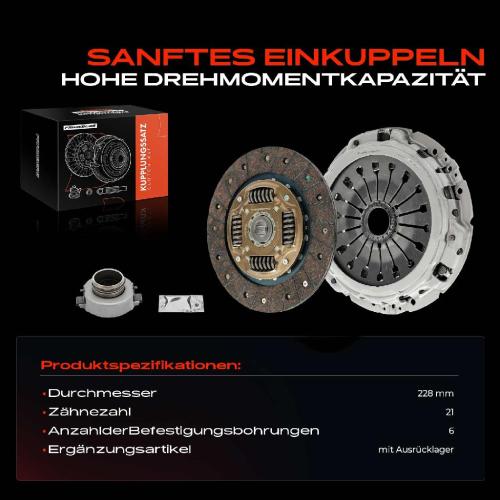 Frankberg 1x Kupplungssatz für Citroën Jumpy Kasten Xantia Break Peugeot 406 607 Expert 2.0L 2.1L 2.2L Bild Frankberg 1x Kupplungssatz für Citroën Jumpy Kasten Xantia Break Peugeot 406 607 Expert 2.0L 2.1L 2.2L
