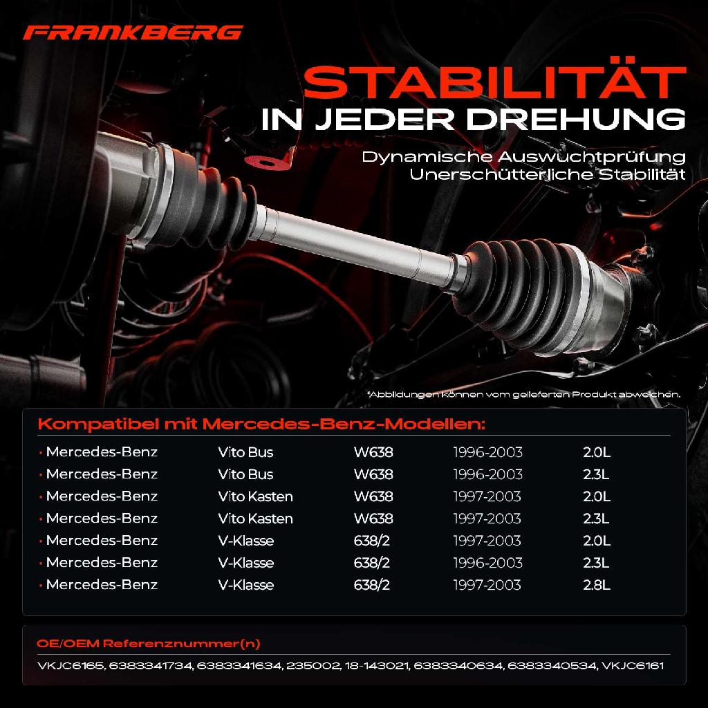 2x Antriebswelle Vorderachse für Mercedes-Benz Vito W638 V-Klasse 638/2 1996-2003