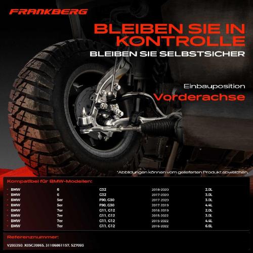 Frankberg 1x Querlenker Vorderachse für BMW 5er F90 G30 6 Gran Turismo G32 7er G11 G12 3.0L 4.4L 6.6L 2015-2022 Bild Frankberg 1x Querlenker Vorderachse für BMW 5er F90 G30 6 Gran Turismo G32 7er G11 G12 3.0L 4.4L 6.6L 2015-2022