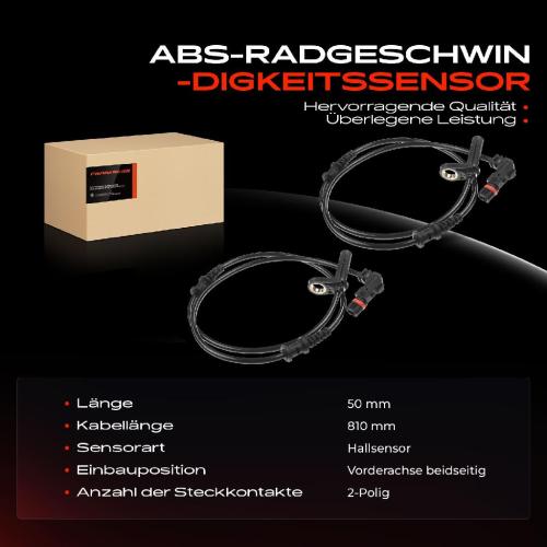 2x ABS Sensor Vorne für Mercedes-Benz SL R230 SLR R199 SLR Roadster 5.5L 5.4L 6.2L 2001-2012 Bild 2x ABS Sensor Vorne für Mercedes-Benz SL R230 SLR R199 SLR Roadster 5.5L 5.4L 6.2L 2001-2012