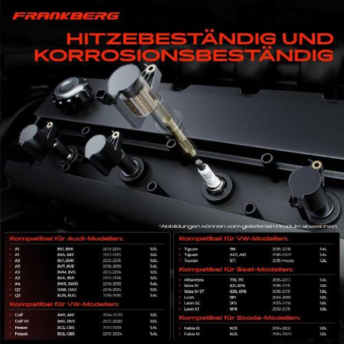 Frankberg 2x Zündmodul Zündspule für VW Golf Sportsvan VII Variant Passat T-Cross Caddy Alltrack MPV Load UP Tiguan Bild Frankberg 2x Zündmodul Zündspule für VW Golf Sportsvan VII Variant Passat T-Cross Caddy Alltrack MPV Load UP Tiguan