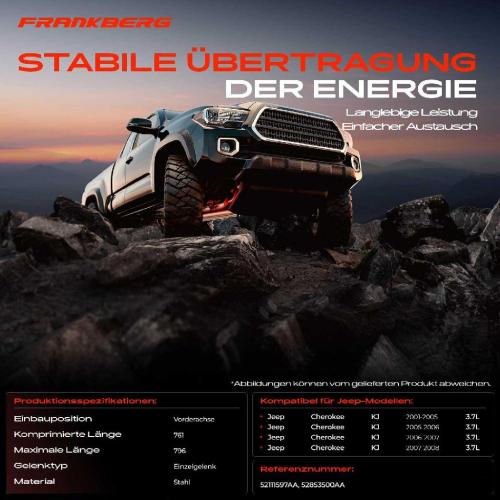 1x Kardanwelle Gelenkwelle Vorderachse für Jeep Cherokee KJ 3.7L 2001-2008 Bild 1x Kardanwelle Gelenkwelle Vorderachse für Jeep Cherokee KJ 3.7L 2001-2008
