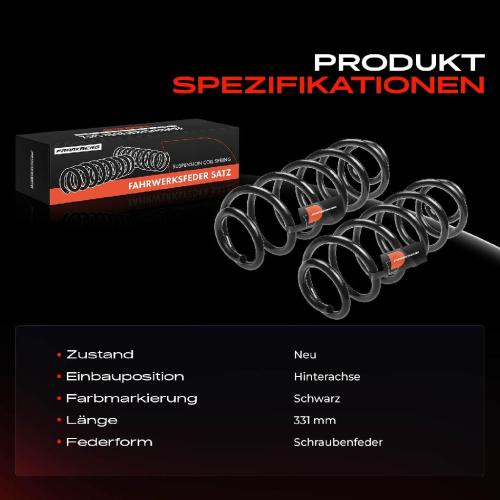 2x Fahrwerksfeder Hinterachse für Audi A3 8P1 Sportback 8PA 1.4L 1.6L 1.8L 1.9L 2.0L 2003-2013 Bild 2x Fahrwerksfeder Hinterachse für Audi A3 8P1 Sportback 8PA 1.4L 1.6L 1.8L 1.9L 2.0L 2003-2013