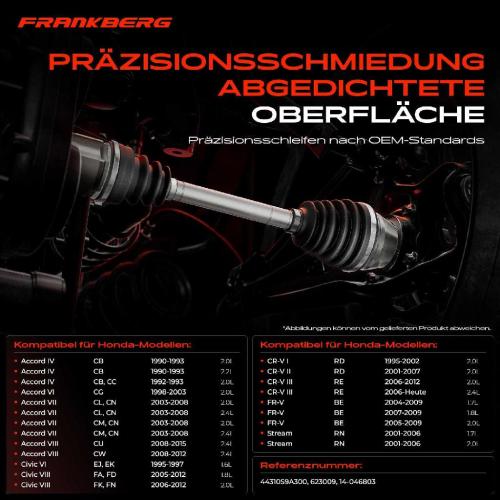 Frankberg 1x Antriebswelle Gelenksatz Vorderachse für Honda Accord CB CC CL CN CR-V FR-V Rover 600 Bild Frankberg 1x Antriebswelle Gelenksatz Vorderachse für Honda Accord CB CC CL CN CR-V FR-V Rover 600