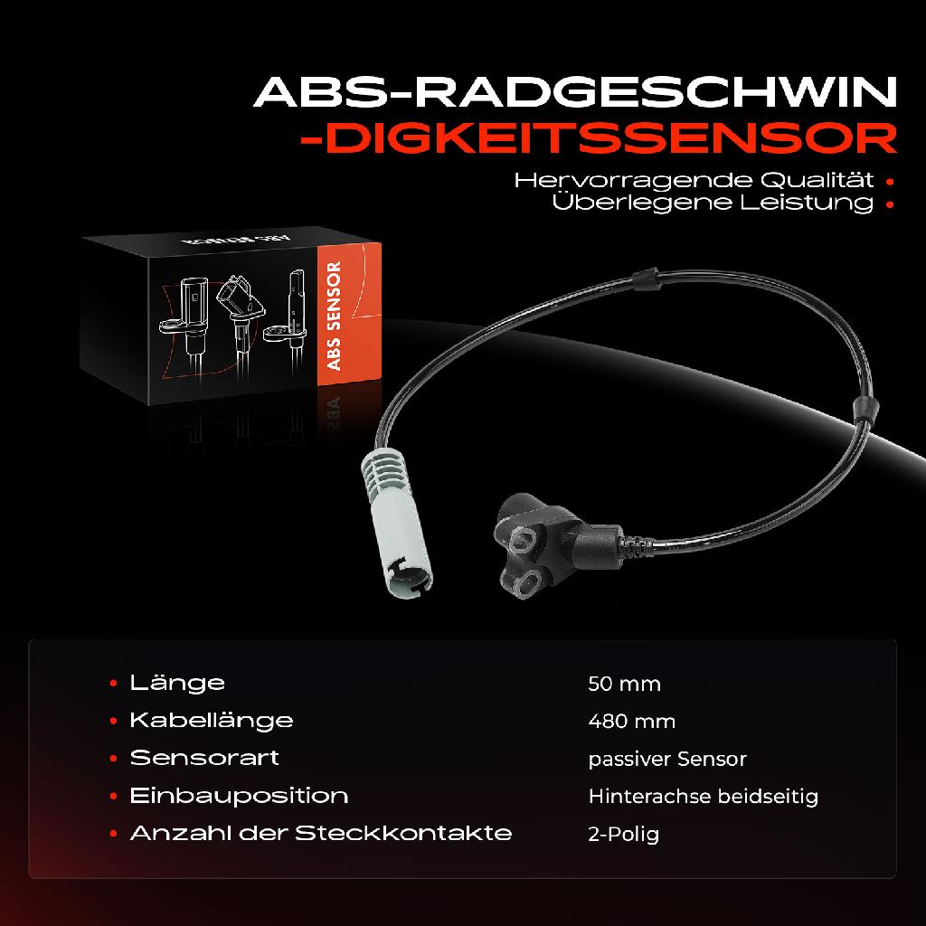 1x ABS Sensor Hinterachse beidseitig für BMW 1er E81 E87 Cabriolet E88 Coupe E82 3er E90 E93 Touring E91