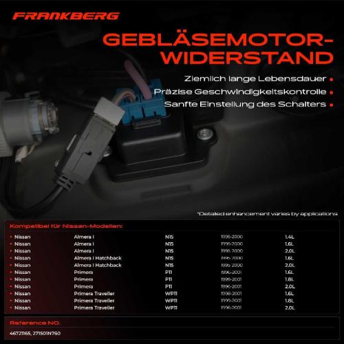 1x Widerstand Vorwiderstand Gebläsemotor für Nissan Almera I N15 Primera P11 WP11 Bild 1x Widerstand Vorwiderstand Gebläsemotor für Nissan Almera I N15 Primera P11 WP11