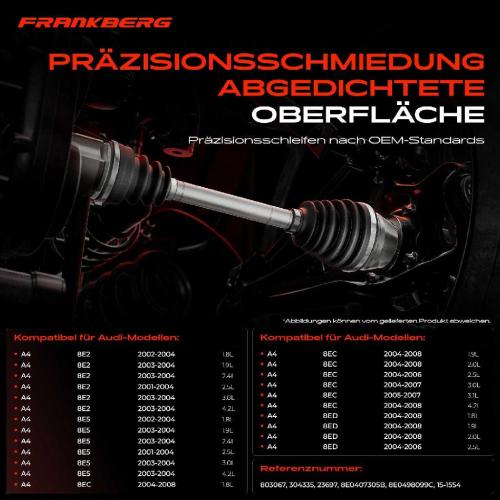 Frankberg 1x Antriebswelle Gelenksatz Vorderachse f r Audi A4 8E2 8E5 8H7 Seat Exeo ST Bild Frankberg 1x Antriebswelle Gelenksatz Vorderachse f r Audi A4 8E2 8E5 8H7 Seat Exeo ST
