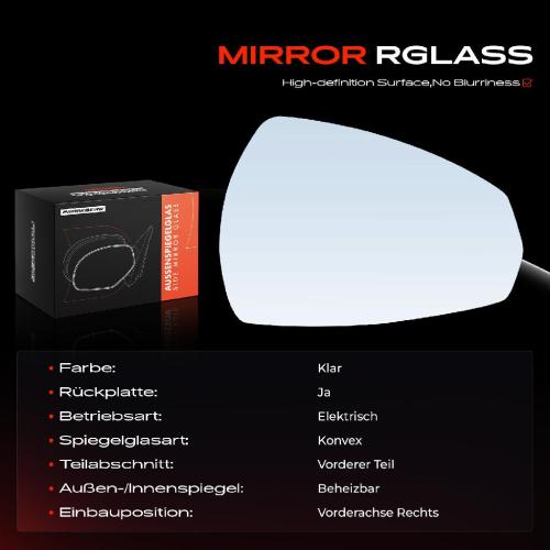 1x Spiegelglas Außenspiegel rechts für Audi A3 Cabriolet Limousine 8V1 8VK 2012-2020 Bild 1x Spiegelglas Außenspiegel rechts für Audi A3 Cabriolet Limousine 8V1 8VK 2012-2020
