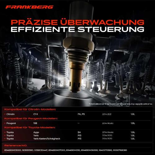 Frankberg 1x Lambdasonde Regelsonde Vor Katalysator für Toyota Yaris Kasten/Schrägheck Aygo Citroen C1 Peugeot 108 Bild Frankberg 1x Lambdasonde Regelsonde Vor Katalysator für Toyota Yaris Kasten/Schrägheck Aygo Citroen C1 Peugeot 108