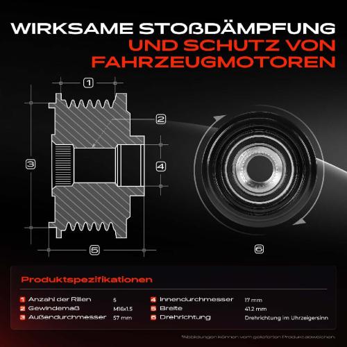 1x Generatorfreilauf Lichtmaschine für Hyundai i20 i30 iX20 KIA Carens 4 Rio 3 Bild 1x Generatorfreilauf Lichtmaschine für Hyundai i20 i30 iX20 KIA Carens 4 Rio 3