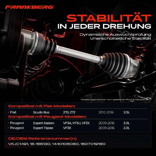 Frankberg 1x Antriebswelle Vorderachse Links für Fiat Scudo Peugeot Expert Bild Frankberg 1x Antriebswelle Vorderachse Links für Fiat Scudo Peugeot Expert