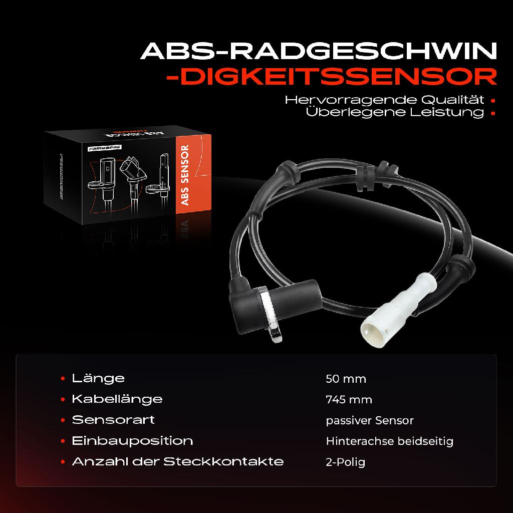 1x ABS Sensor Hinterachse beidseitig für MG ZR Rover 200 Coupe Schrägheck 25 Streetwise 1.4L 1995-2005