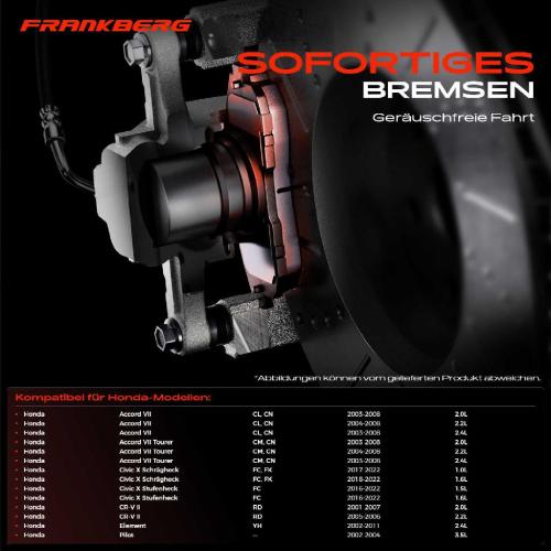 4x Bremsbeläge Vorderachse für Honda Accord VII Tourer Civic X Schrägheck Stufenheck CR-V II Element Pilot Bild 4x Bremsbeläge Vorderachse für Honda Accord VII Tourer Civic X Schrägheck Stufenheck CR-V II Element Pilot