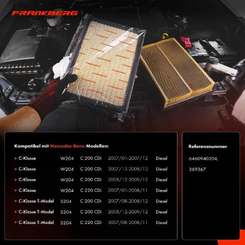 Frankberg 2x Luftfilter Filtereinsatz für Mercedes-Benz C-Klasse W204 S204 C 200 CDi C 220 CDi Bild Frankberg 2x Luftfilter Filtereinsatz für Mercedes-Benz C-Klasse W204 S204 C 200 CDi C 220 CDi