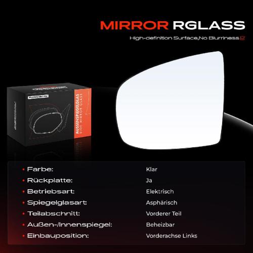 1x Spiegelglas Außenspiegel links für VW Touareg 7L6 7L7 7LA 2.5L 3.2L 2002-2010 Bild 1x Spiegelglas Außenspiegel links für VW Touareg 7L6 7L7 7LA 2.5L 3.2L 2002-2010