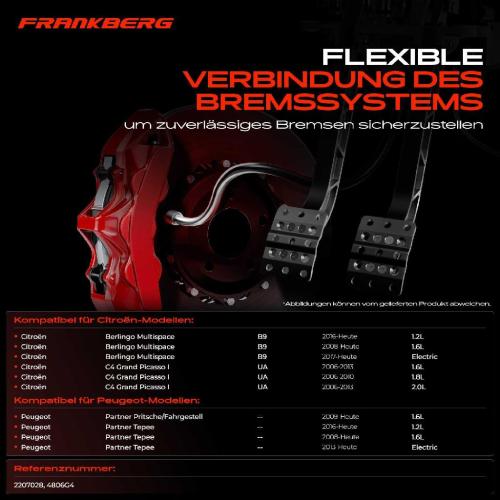 Frankberg 1x Bremsschlauch Bremsschläuche Vorderachse Links oder Rechts für Citroën C4 Picasso I Berlingo B9 Peugeot Partner Tepee Bild Frankberg 1x Bremsschlauch Bremsschläuche Vorderachse Links oder Rechts für Citroën C4 Picasso I Berlingo B9 Peugeot Partner Tepee