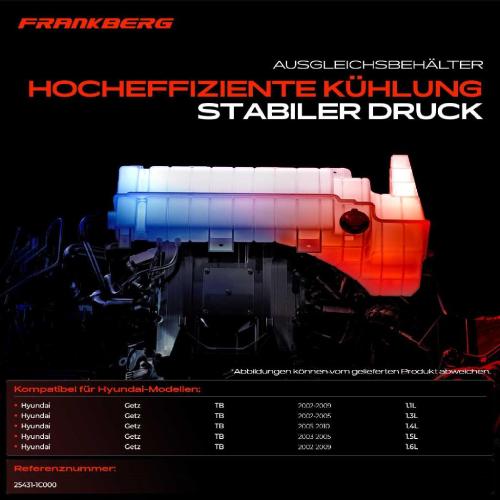 Frankberg 1x Ausgleichsbehälter Kühlmittelbehälter für Hyundai Getz TB 1.1L 1.3L 1.4L 1.5L 2002-2010 Bild Frankberg 1x Ausgleichsbehälter Kühlmittelbehälter für Hyundai Getz TB 1.1L 1.3L 1.4L 1.5L 2002-2010
