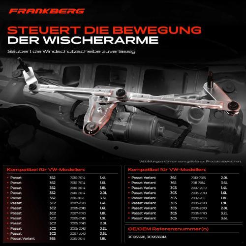 1x Wischergestänge Vorne für VW Passat Variant 3C2 362 365 3C5 Bild 1x Wischergestänge Vorne für VW Passat Variant 3C2 362 365 3C5